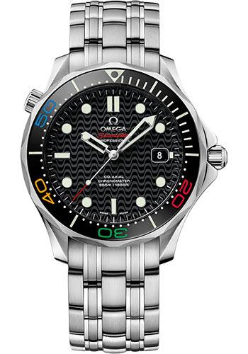 Omega Seamaster Diver 300 M Co-Axial Specialty Olympic Collection Rio 2016 Limited Edition of 3016 Watch - 41 mm Steel Case - Unidirectional Black Ceramic Bezel - Black Dial - 522.30.41.20.01.001 - Luxury Time NYC
