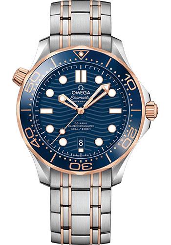 Omega Seamaster Diver 300M Co-Axial Master Chronometer Watch - 42 mm Steel And Sedna Gold Case - Unidirectional Bezel - Blue Ceramic Dial - 210.20.42.20.03.002 - Luxury Time NYC