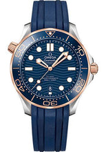 Load image into Gallery viewer, Omega Seamaster Diver 300M Co-Axial Master Chronometer Watch - 42 mm Steel And Sedna Gold Case - Unidirectional Bezel - Blue Ceramic Dial - Blue Rubber Strap - 210.22.42.20.03.002 - Luxury Time NYC