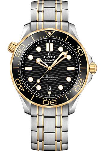 Omega Seamaster Diver 300M Co-Axial Master Chronometer Watch - 42 mm Steel And Yellow Gold Case - Unidirectional Bezel - Black Ceramic Dial - 210.20.42.20.01.002 - Luxury Time NYC