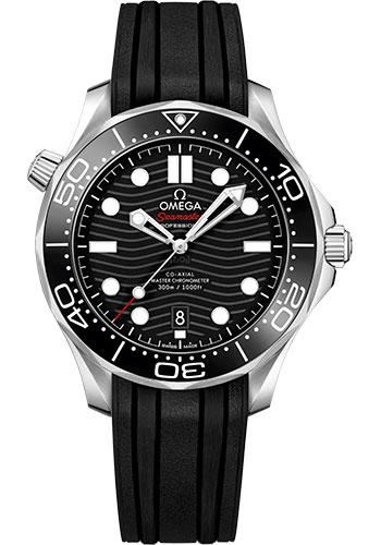 Omega Seamaster Diver 300M Co-Axial Master Chronometer Watch - 42 mm Steel Case - Unidirectional Bezel - Black Ceramic Dial - Black Rubber Strap - 210.32.42.20.01.001 - Luxury Time NYC
