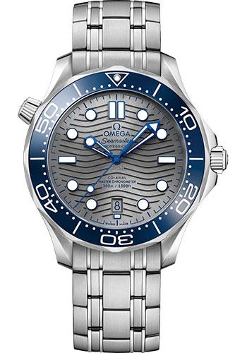 Omega Seamaster Diver 300M Co-Axial Master Chronometer Watch - 42 mm Steel Case - Unidirectional Bezel - Pvd Chrome Colour Ceramic Dial - 210.30.42.20.06.001 - Luxury Time NYC