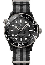 Load image into Gallery viewer, Omega Seamaster Diver 300M Co-Axial Master Chronometer Watch - 43.5 mm Black Ceramic Case - Brushed Black Ceramic [Zro2] Dial - 5-Stripe Black And Grey Nato Strap - 210.92.44.20.01.002 - Luxury Time NYC