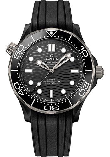 Omega Seamaster Diver 300M Co-Axial Master Chronometer Watch - 43.5 mm Black Ceramic Case - Unidirectional Bezel - Black Ceramic Dial - Black Rubber Strap - 210.92.44.20.01.001 - Luxury Time NYC