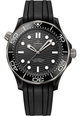 Omega Seamaster Diver 300M Co-Axial Master Chronometer Watch - 43.5 mm Black Ceramic Case - Unidirectional Bezel - Black Ceramic Dial - Black Rubber Strap - 210.92.44.20.01.001 - Luxury Time NYC