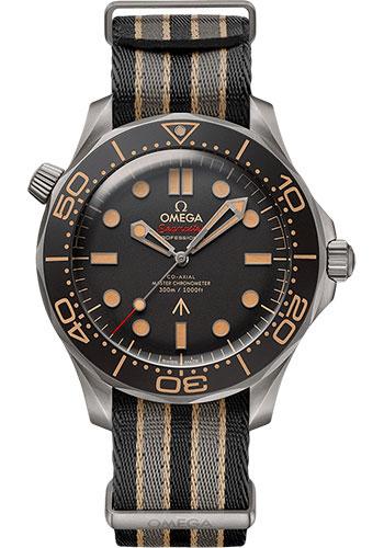 Omega Seamaster Diver 300M Omega Co-Axial Master Chronometer 007 Edition - 42 mm Titanium Case - Brown Dial - Striped Nato Strap - 210.92.42.20.01.001 - Luxury Time NYC