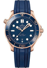 Load image into Gallery viewer, Omega Seamaster Diver 300M Omega Co-Axial Master Chronometer - 42 mm Sedna Gold Case - Blue Dial - Blue Rubber Strap - 210.62.42.20.03.001 - Luxury Time NYC