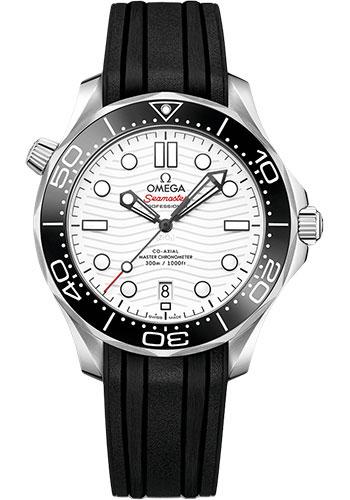 Omega Seamaster Diver 300M Omega Co-Axial Master Chronometer - 42 mm Steel Case - White Dial - Black Rubber Strap - 210.32.42.20.04.001 - Luxury Time NYC
