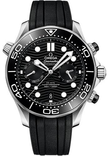 Omega Seamaster Diver 300M Omega Co-Axial Master Chronometer Chronograph - 44 mm Steel Case - Black Dial - Black Rubber Strap - 210.32.44.51.01.001 - Luxury Time NYC