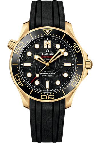Omega Seamaster Diver 300M Omega Co-Axial Master Chronometer "James Bond" Limited Edition Set - 42 mm Yellow Gold Case - Black Dial - Black Rubber Strap Limited Edition of 257 - 210.62.42.20.01.001 - Luxury Time NYC