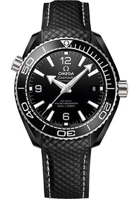 Omega Seamaster Planet Ocean 600M Co-Axial Master Chronometer Watch - 39.5 mm Black Ceramic Case - Unidirectional Bezel - Black Ceramic Dial - Quilted Black Rubber Strap - 215.92.40.20.01.001 - Luxury Time NYC