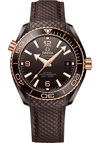 Omega Seamaster Planet Ocean 600M Co-Axial Master Chronometer Watch - 39.5 mm Brown Ceramic Case - Unidirectional Bezel - Brown Ceramic Dial - Quilted Brown Rubber Strap - 215.62.40.20.13.001 - Luxury Time NYC