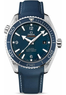 Omega Seamaster Planet Ocean Big Size Watch - 45.5 mm Titanium Liquidmetal Case - Blue Unidirectional Bezel - Blue Dial - Blue Rubber Strap - 232.92.46.21.03.001 - Luxury Time NYC