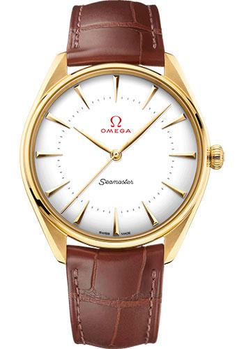 Omega Specialities Olympic Official Timekeeper Watch - 39.5 mm Yellow Gold Case - Eggshell White Enamel Dial - Leather Strap - 522.53.40.20.04.001 - Luxury Time NYC