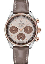 Load image into Gallery viewer, Omega Speedmaster 38 Co-Axial Chronograph Watch - 38 mm Steel And Sedna Gold Case - Dual Diamond Bezel - Cappuccino Dial - Taupe-Brown Leather Strap - 324.28.38.50.02.002 - Luxury Time NYC