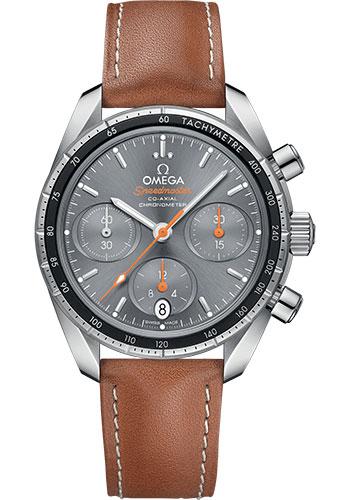 Omega Speedmaster 38 Co-Axial Chronograph Watch - 38 mm Steel Case - Grey Dial - Novo Nappa Leather Strap - 324.32.38.50.06.001 - Luxury Time NYC