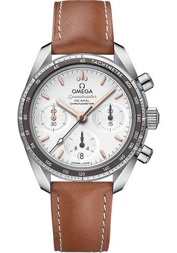 Omega Speedmaster 38 Co-Axial Chronograph Watch - 38 mm Steel Case - Silvery Dial - Novo Nappa Leather Strap - 324.32.38.50.02.001 - Luxury Time NYC