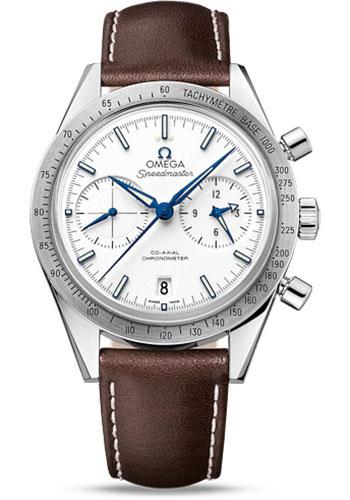 Omega Speedmaster '57 Omega Co-Axial Chronograph Watch - 41.5 mm Grade 5 Titanium Case - Brushed Bezel - White Dial - Brown Leather Strap - 331.92.42.51.04.001 - Luxury Time NYC