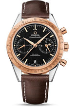 Load image into Gallery viewer, Omega Speedmaster &#39;57 Omega Co-Axial Chronograph Watch - 41.5 mm Steel Case - Brushed Red Gold Bezel - Black Dial - Brown Leather Strap - 331.22.42.51.01.001 - Luxury Time NYC
