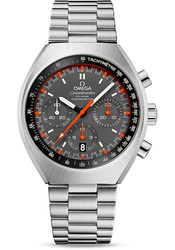 Omega Speedmaster Mark II Co-Axial Chronograph Watch - 42.4 mm Barrel-Shaped Polished And Brushed Steel Case - Grey Dial - Steel Bracelet - 327.10.43.50.06.001 - Luxury Time NYC