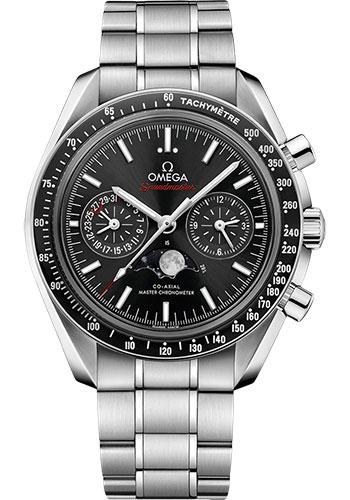 Omega Speedmaster Moonphase Master Chronometer Chronograph Watch - 44.25 mm Steel Case - Black Liquid Metal Bezel - Black Dial - 304.30.44.52.01.001 - Luxury Time NYC