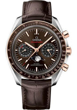 Load image into Gallery viewer, Omega Speedmaster Moonphase Master Chronometer Chronograph Watch - 44.25 mm Steel Case - Sedna Gold Bezel - Brown Diamond Dial - Brown Leather Strap - 304.23.44.52.13.001 - Luxury Time NYC