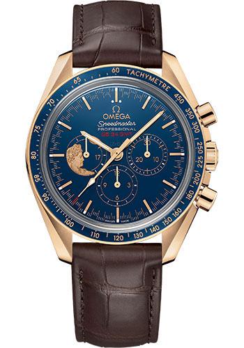 Omega Speedmaster Moonwatch Apollo XVII Anniversary Limited Series Limited Edition of 272 Watch - 42 mm Yellow Gold Case - Polished Blue Ceramic Bezel - Blue Ceramic Dial - Brown Leather Strap - 311.63.42.30.03.001 - Luxury Time NYC