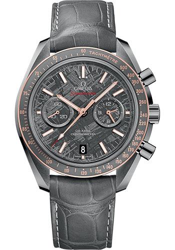 Omega Speedmaster Moonwatch Co Axial Chronograph Meteorite Watch 44.25 mm Grey Ceramic Case Meteorite Dial Grey Leather Strap