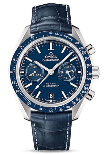 Omega Speedmaster Moonwatch Co-Axial Chronograph Watch - 44.25 mm Steel Case - Blue Tachymeter Bezel - Blue Dial - Blue Leather Strap - 311.93.44.51.03.001 - Luxury Time NYC