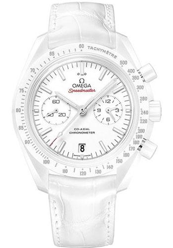 Omega Speedmaster Moonwatch Co-Axial Chronograph White Side of the Moon Watch - 44.25 mm White Ceramic Case - Moonwatch Style Dial - White Leather Strap - 311.93.44.51.04.002 - Luxury Time NYC