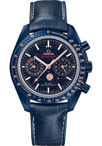Omega Speedmaster Moonwatch Co-Axial Master Chronometer Moonphase Chronograph Blue Side Of The Moon Watch - 44.25 mm Blue Ceramic Case - Blue Aventurine Glass Dial - Blue Leather Strap - 304.93.44.52.03.002 - Luxury Time NYC