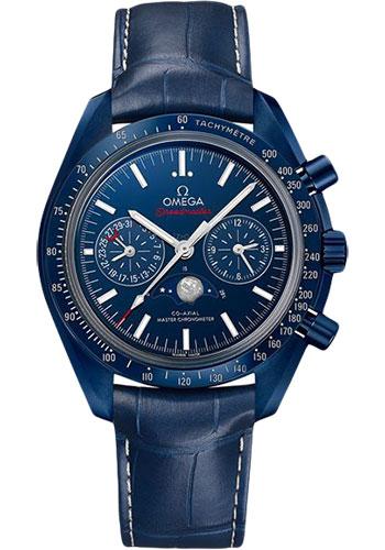 Omega Speedmaster Moonwatch Co-Axial Master Chronometer Moonphase Chronograph Blue Side Of The Moon Watch - 44.25 mm Blue Ceramic Case - Blue Ceramic Dial - Blue Leather Strap - 304.93.44.52.03.001 - Luxury Time NYC