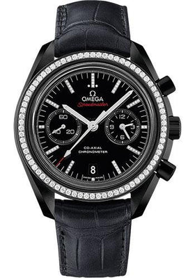 Omega Speedmaster Moonwatch Omega Co-Axial Chronograph Dark Side of the Moon Watch - 44.25 mm Black Ceramic Case - Diamond Set Ceramic Bezel - Black Ceramic Diamond Dial - Black Leather Strap - 311.98.44.51.51.001 - Luxury Time NYC