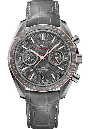 Omega Speedmaster Moonwatch Omega Co-Axial Chronograph Grey Side of the Moon Meteorite Watch - 44.25 mm Grey Ceramic Case - Senda Gold Bezel - Meteorite Dial - Grey Leather Strap - 311.63.44.51.99.002 - Luxury Time NYC