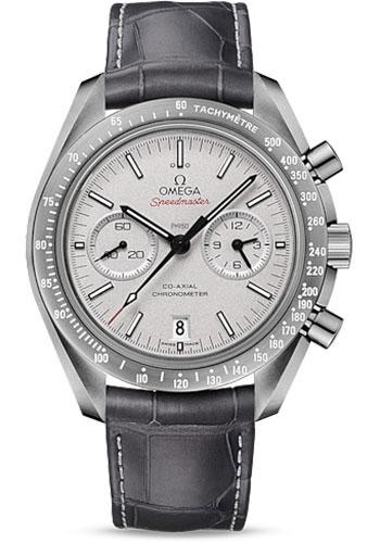 Omega Speedmaster Moonwatch Omega Co-Axial Chronograph Grey Side of the Moon Watch - 42.5 mm Grey Ceramic Case - Platinum Dial - Grey Leather Strap - 311.93.44.51.99.001 - Luxury Time NYC