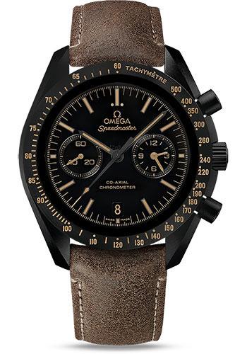 Omega Speedmaster Moonwatch Omega Co-Axial Chronograph Watch - 44.25 mm Black Ceramic Case - Black Dial - Brown Leather Strap - 311.92.44.51.01.006 - Luxury Time NYC
