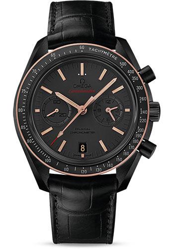 Omega Speedmaster Moonwatch Omega Co-Axial Chronograph Watch - 44.25 mm Black Ceramic Case - Sedna Gold Bezel - Grey Dial - Black Leather Strap - 311.63.44.51.06.001 - Luxury Time NYC