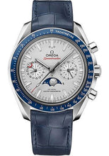 Load image into Gallery viewer, Omega Speedmaster Moonwatch Omega Co-Axial Master Chronometer Moonphase Chronograph - 44.25 mm Platinum Case - Platinum-Gold Diamond Dial - Blue Leather Strap - 304.93.44.52.99.004 - Luxury Time NYC