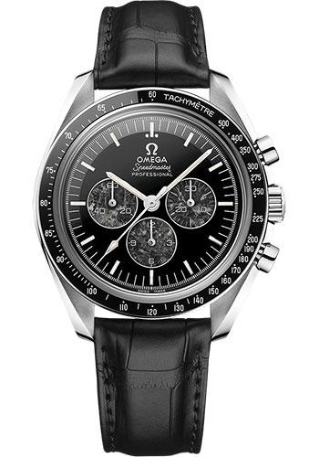 Omega Speedmaster Moonwatch Professional Chronograph Calibre 321 - 42 mm Platinum Case - Black Dial - Black Leather Strap - 311.93.42.30.99.001 - Luxury Time NYC