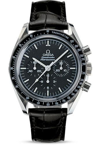 Omega Speedmaster Moonwatch Professional Watch - 42 mm Steel Case - Tachymeter Bezel - Black Dial - Black Leather Strap - 311.33.42.30.01.001 - Luxury Time NYC