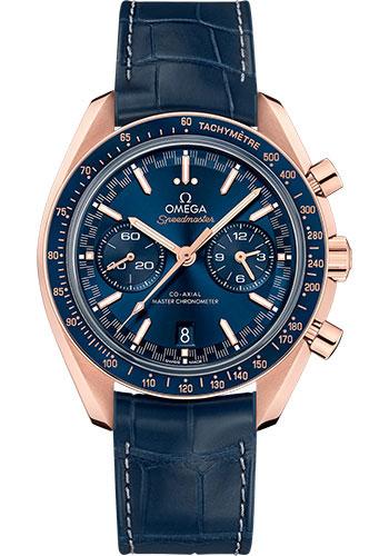Omega Speedmaster Racing Co-Axial Master Chronograph Watch - 44.25 mm Sedna Gold Case - Sun Brushed Blue Dial - Blue Leather Strap - 329.53.44.51.03.001 - Luxury Time NYC