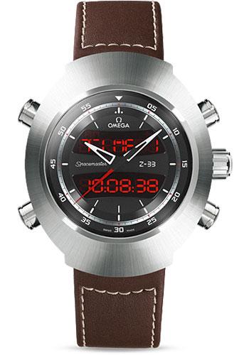 Omega Speedmaster Spacemaster Z-33 Chronograph Watch - 43 x 53 mm Titanium Case - Black Dial - Brown Leather Strap - 325.92.43.79.01.002 - Luxury Time NYC