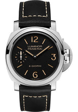 Load image into Gallery viewer, Panerai Luminor Base - 44mm - Polished Steel - Black Dial - Black Calf Ponte Vecchio Strap - PAM00915 - Luxury Time NYC