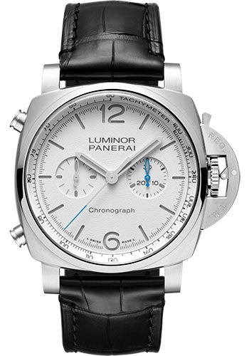 Panerai Luminor Chrono - 44mm Brushed Steel Case - White Dial - PAM01218 - Luxury Time NYC