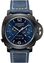 Load image into Gallery viewer, Panerai Luminor Chrono Monopulsante 8 Giorni GMT Blu Notte - 44mm Black Ceramic Case - Blue Sun-Brushed Dial - PAM01135 - Luxury Time NYC