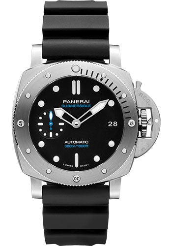 Panerai Submersible - 42mm - Brushed Steel - Black Dial - PAM00973 - Luxury Time NYC