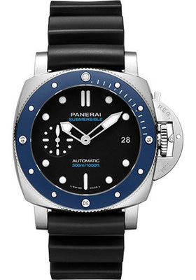 Panerai Submersible Azzurro - 42mm - Brushed Steel - Black Dial Limited Edition of 500 - PAM01209 - Luxury Time NYC