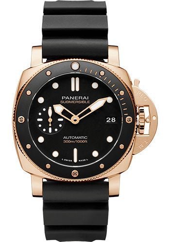 Panerai Submersible Goldtech‚Ñ¢ - 42mm - Polished Goldtech - Sun-Brushed Black Dial Dial - PAM01164 - Luxury Time NYC