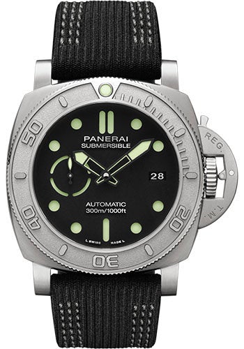 Panerai Submersible Mike Horn Edition - 47mm - Brushed Ecotitanium - Black Dial - Black Recycled Pet Strap - PAM00984 - Luxury Time NYC