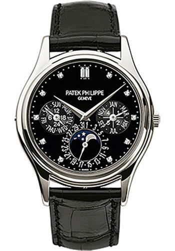 Patek Philippe 37.2mm Perpetual Calendar Moonphase Grand Complication Watch Black Dial 5140P - Luxury Time NYC INC